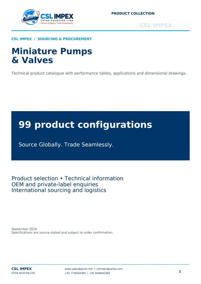 Miniature pumps & valves catalogue cover