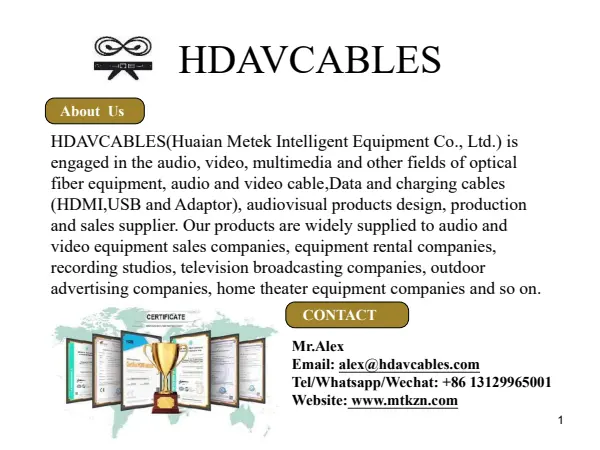 HDMI, USB & AV cables catalogue cover